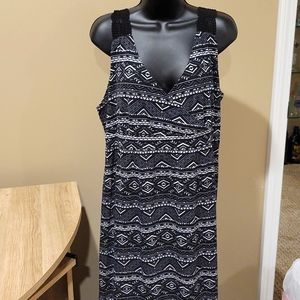 Braided Strap, Black, Tribal Print Faded Glory Maxi Dress XXL,  EUC